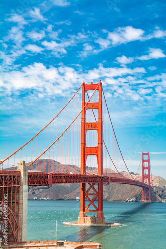 Golden Gate Bridge view from San Francisco side in a sunny day