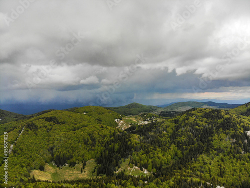 Aerial view of Northern Velebit National Park in Croatia and Zavizan 
