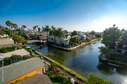 Canals in the residential area of Venice Beach, Los Angeles, CA, USA