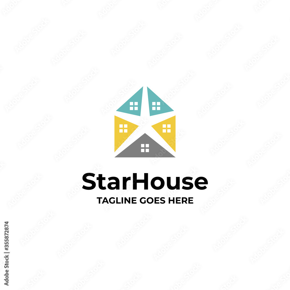 star house logo icon vector template