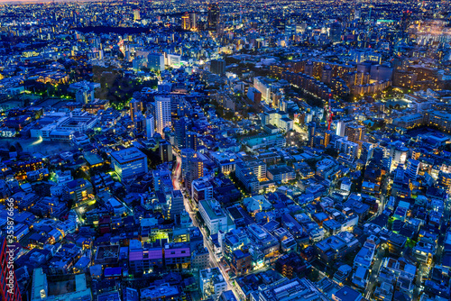 Night life view of densely populated Tokyo Metropolis 