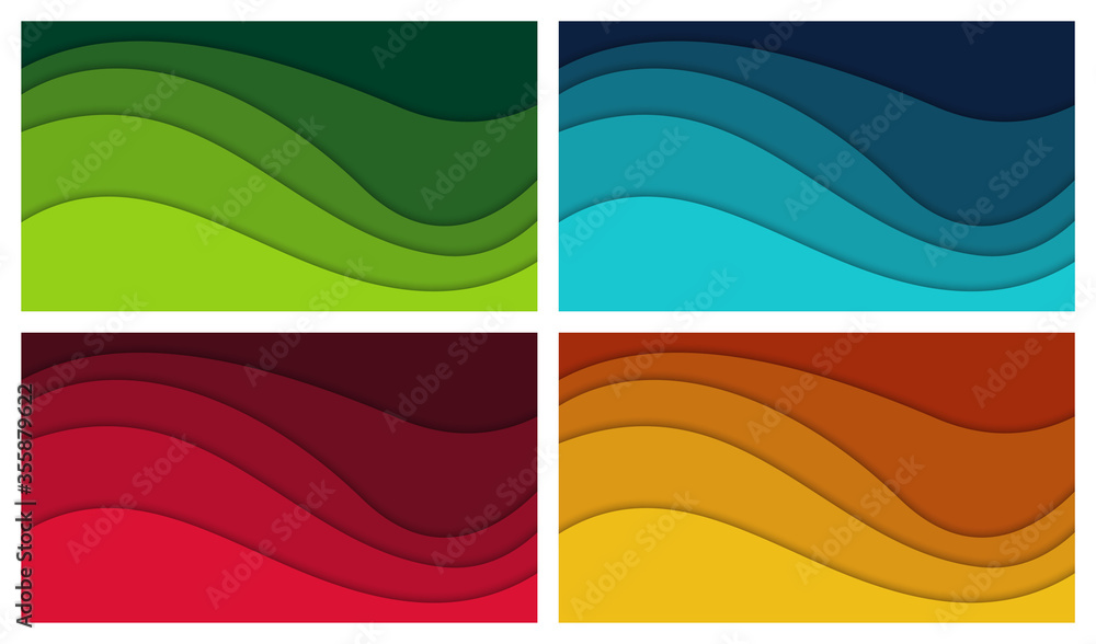 Obraz premium Set of 3D abstract background and paper cut shapes, vector illustration