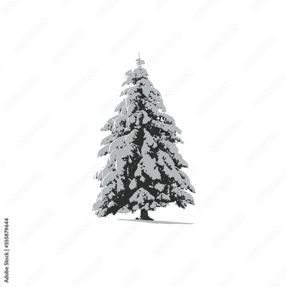Christmas tree illustration on white background Stock Illustration
