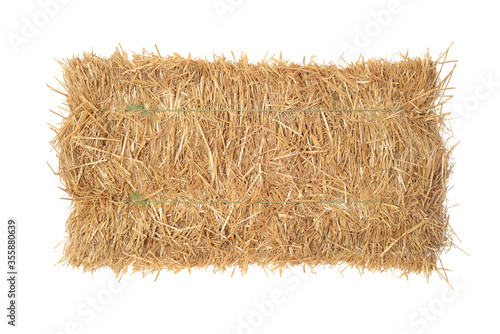 isolated top view bale of straw