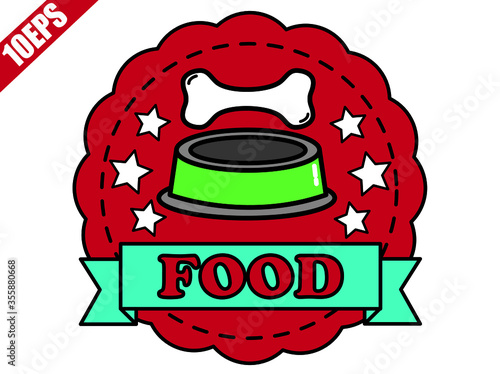 Medal for dog food with white background.