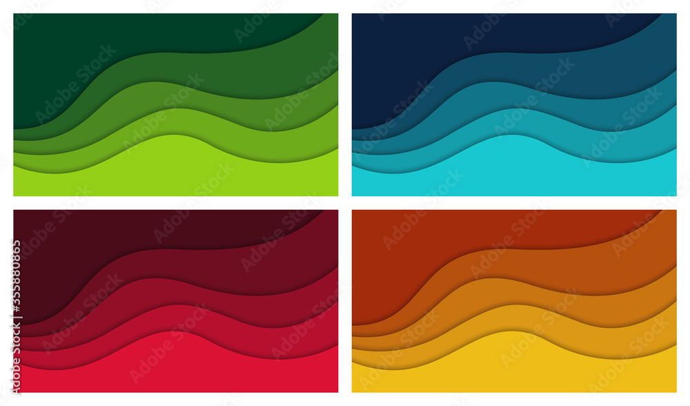 Obraz premium Set of 3D abstract background and paper cut shapes, vector illustration