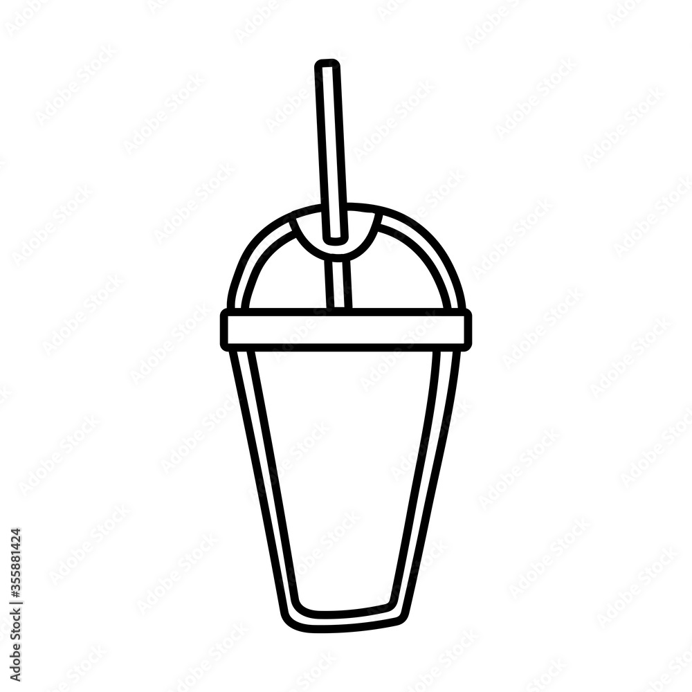 coffee drink in plastic container line style coffee drink in plastic container line style