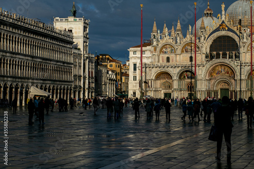 horizontal photo of piazza san marco in cloudy weather