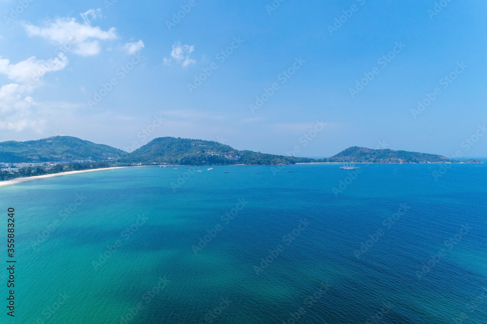Landscape nature Tropical sea from Drone camera High angle view.