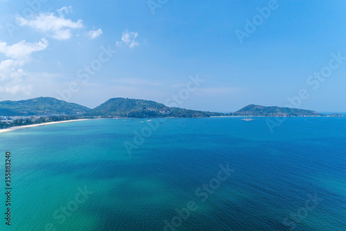 Landscape nature Tropical sea from Drone camera High angle view.