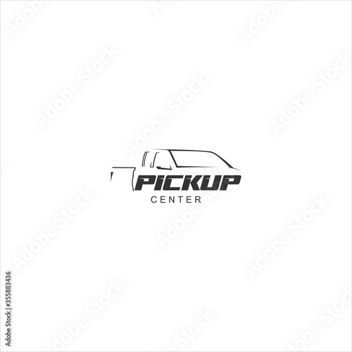 line art vehicle illustration type transport rental , pickup center logo design and vector image
