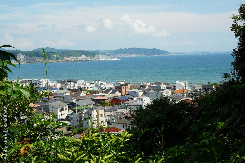 view of the bay of kamakura, Enoshima in Japan.
