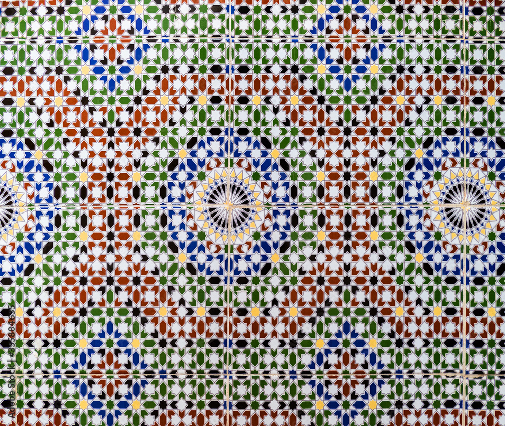 Tiles simulating tradional wall decoration in Morocco
