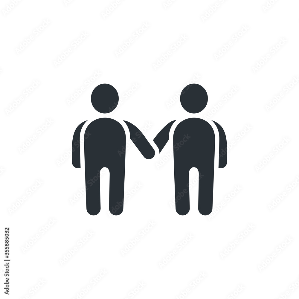 flat vector image on white background, icon of people shaking hands