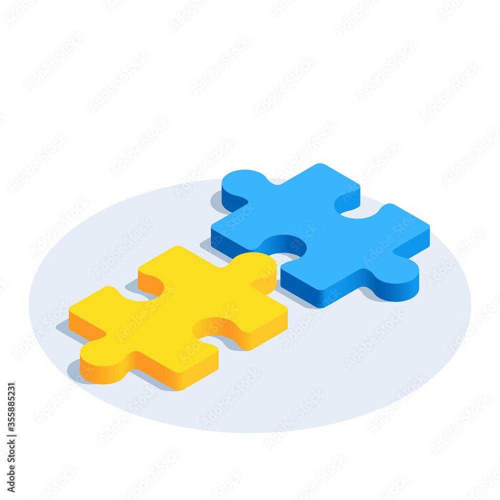 isometric vector image on a white background, icon of puzzle pieces isometric vector image on a white background, icon of puzzle pieces