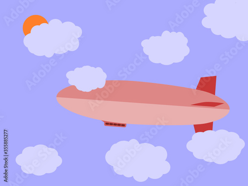 Zeppelin among clouds in sky
