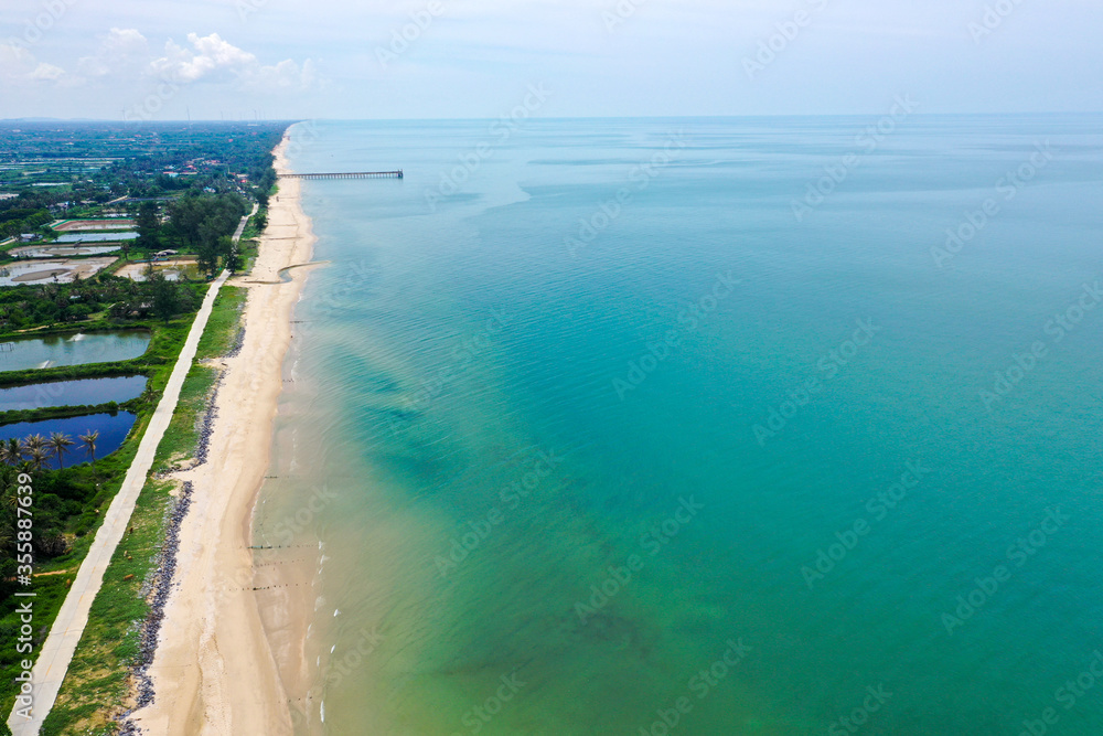 Aerial view of sea beach on the  Southern Thailand