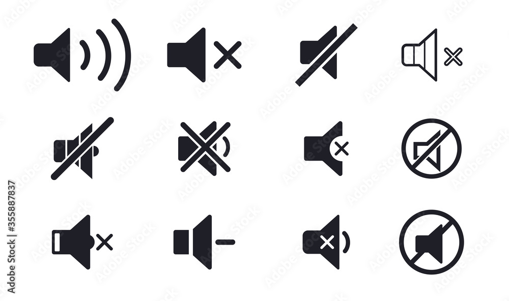 Sound off Icon design flat style symbol, Mute Button Speaker Isolated Background. Set Sound vector Icon. Symbols web mobile pictograms set Sound off Icon design flat style symbol, Mute Button Speaker Isolated Background. Set Sound vector Icon. Symbols web mobile pictograms set