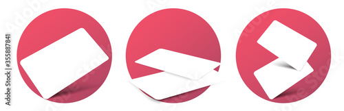 Floating business branding cards template mockup with shadows. Set blank business card. Falling realistic branding cards, advertise presentation. Vector illustration document template 