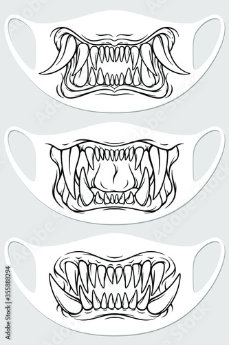Print with fangs for face masks. Vector illustration