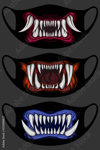 Print with fangs for face masks. Vector illustration