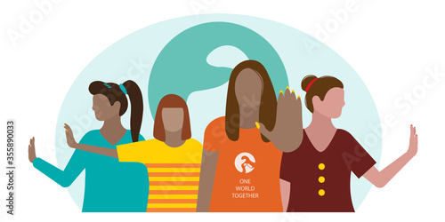 Stop the racism. Social Distancing. People keep their distance because of the risk of infection.