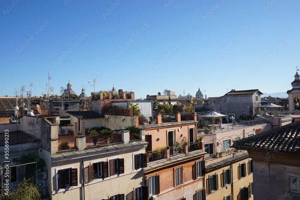 Top view of Rome City , Italy - イタリア ローマの街並み　屋根	