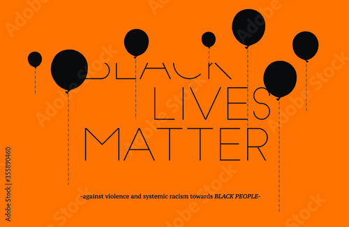 graphic and typographic for black lives matter campaign
on orange background against racism in America rest in peace 