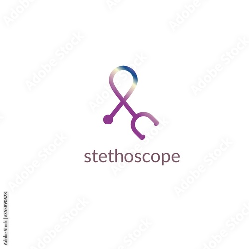 Stethoscope logo. Health care logo in the form of a stethoscope with shape. Phonendoscope logotype