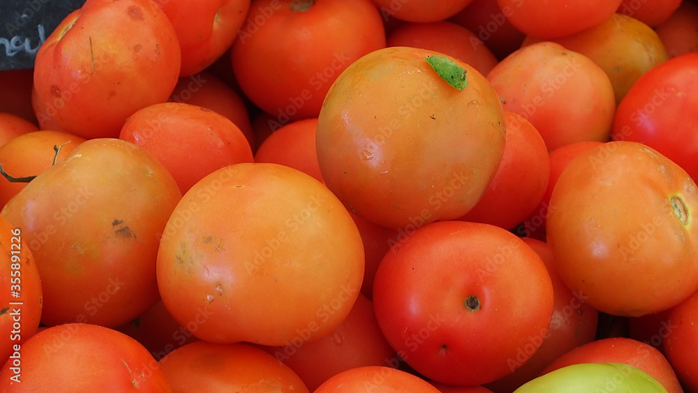 Fresh tomatoes at the Oranjezicht City Farm Market based in Cape Town.