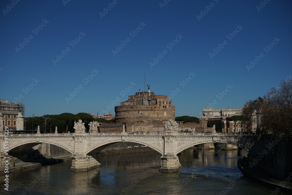 Obraz premium Castel Sant'Angelo or Saint Angel Castle in Rome, Italy イタリア ローマ サンタンジェロ城 