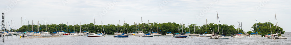 Sailboats at Dinner Key Miami Coconut Grove super panorama