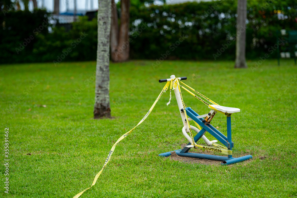 Miami parks workout equipment closed due to Coronavirus Covid 19 pandemic Miami parks workout equipment closed due to Coronavirus Covid 19 pandemic