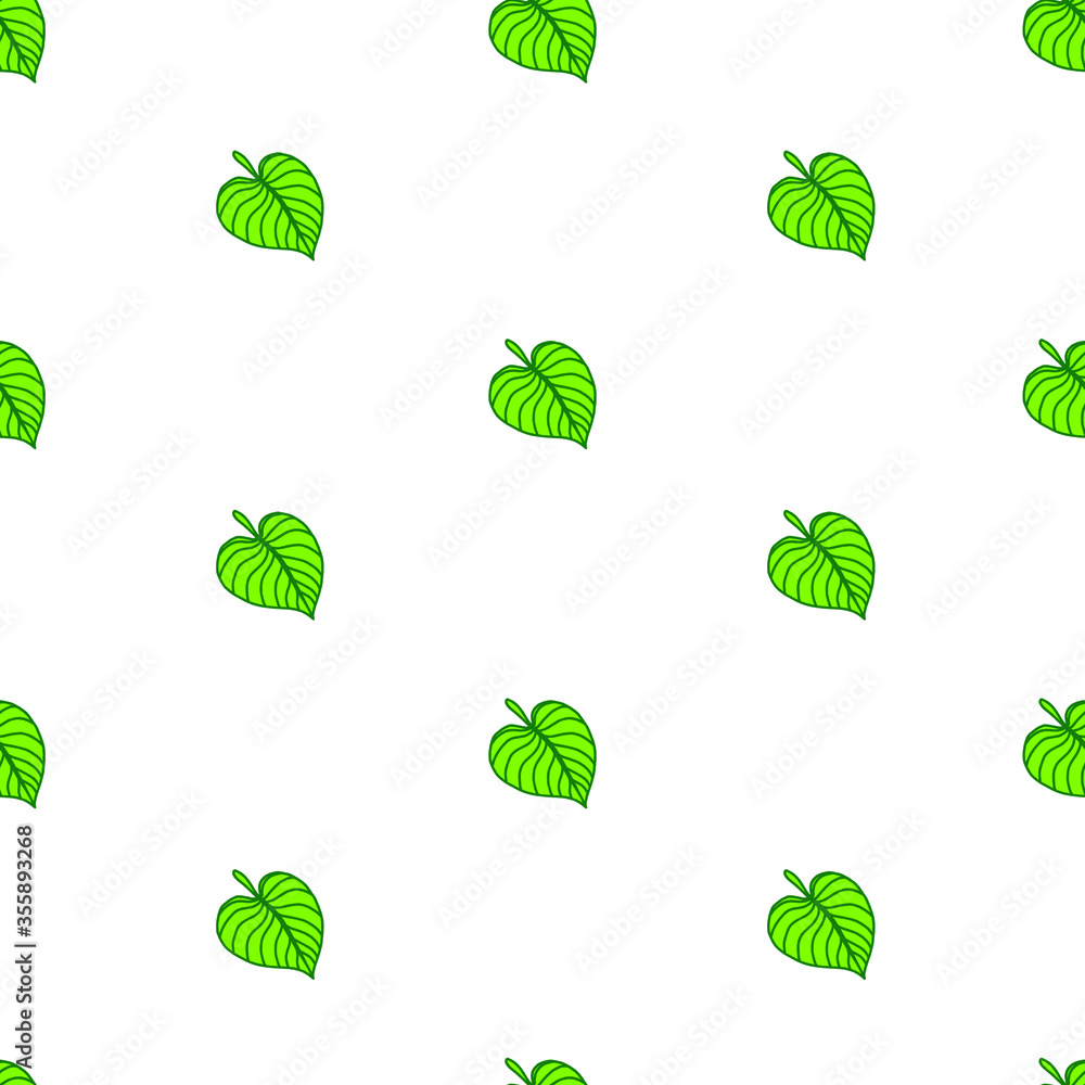 Contour green leaves on white background. Vector illustration. Seamless pattern. Contour green leaves on white background. Vector illustration. Seamless pattern.