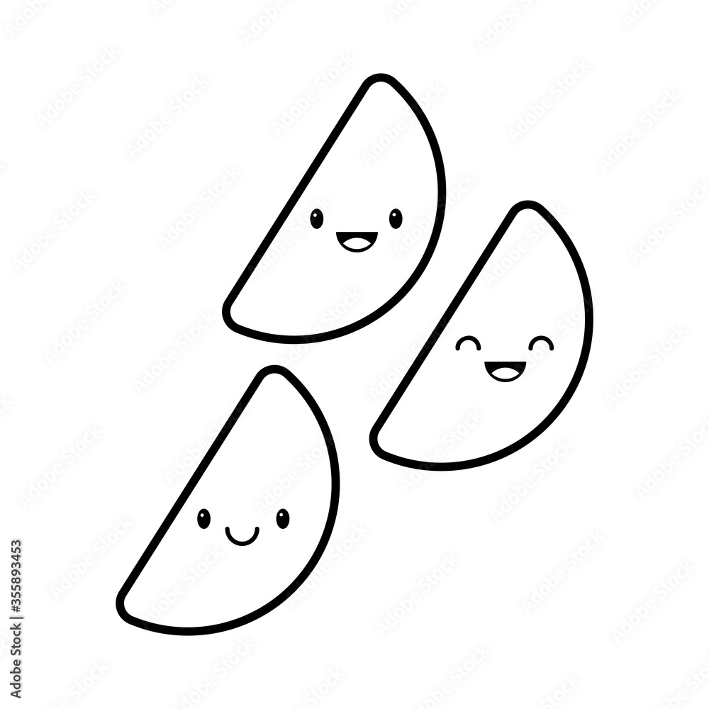 delicious empanadas kawaii line style delicious empanadas kawaii line style