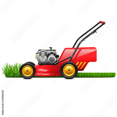 Vector Lawn Mower with Grass