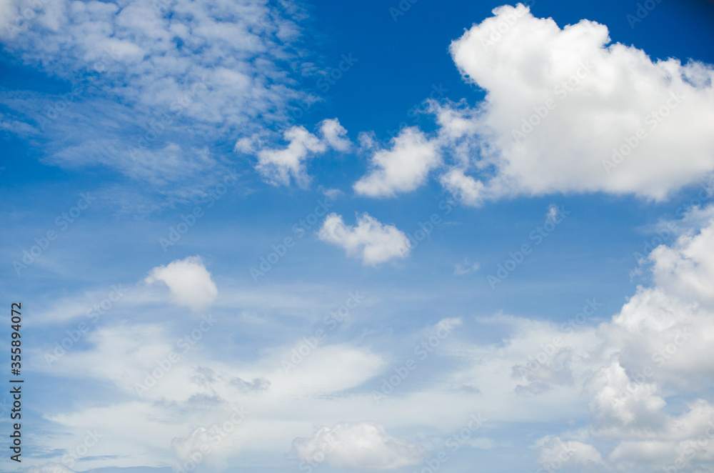blue sky and white fluffy cloud horizon outdoor for background. blue sky and white fluffy cloud horizon outdoor for background.
