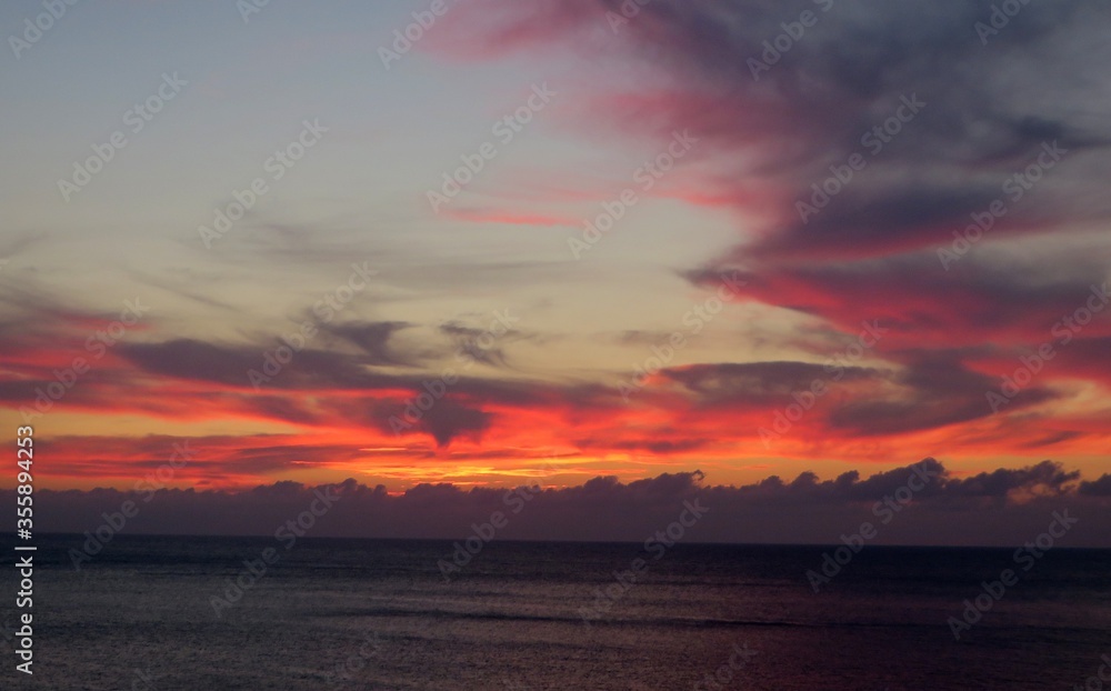 Sundown, orange and red sky, Colored background
