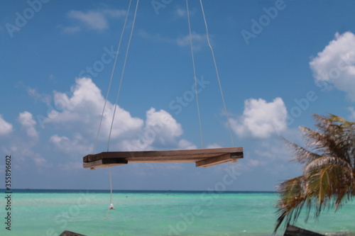 Swing on a paradise island. Amazing Maldives. © Vladyslava