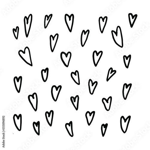 Drawn with marker black and white set of hearts.
