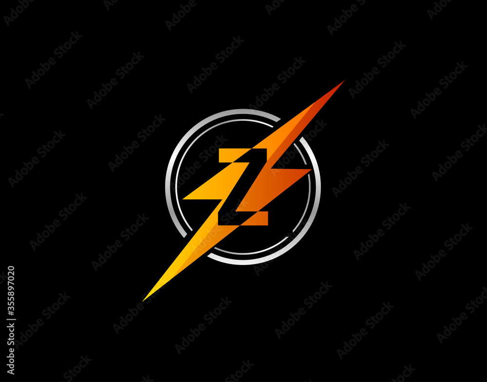 Flash Z Letter Logo. Creative Icon Created From Negative Space of Initial Z Combined With Thunder Shape Design.