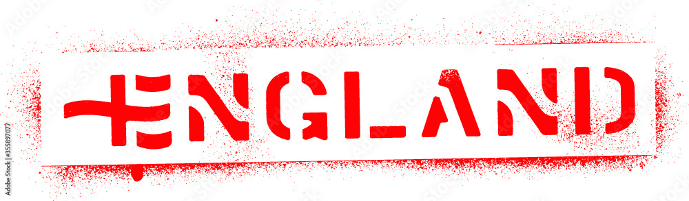 Spray graffiti stencil ''England'' and stylized English ''St. George'' flag Spray graffiti stencil ''England'' and stylized English ''St. George'' flag