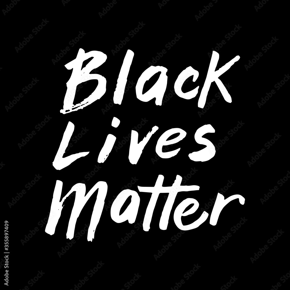 Black lives matter slogan text. Stop racism banner font. Lettering design typography poster. Vector eps 10.