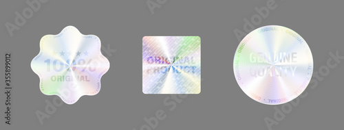 Hologram Label Set Isolate Vector Hologram Sticker