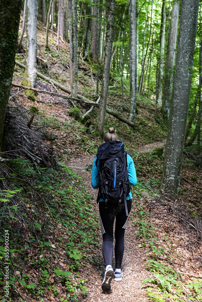 woman hiking in the forest