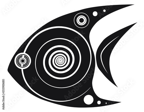 Fish logo creative design. Black shape on wihite background. Vector illustration.