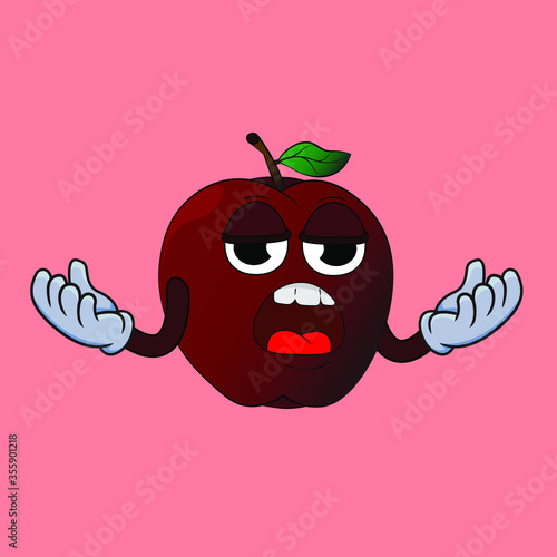 apple fruit mascot gesture good for advertising and explanation