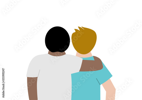 black and white men have a friendship and love vector
