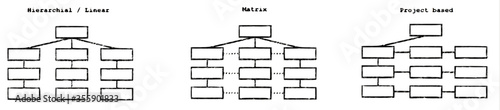 Organizational Structures: herarchial / linear, matrix und project-based