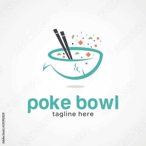 Poke bowl logo design unique